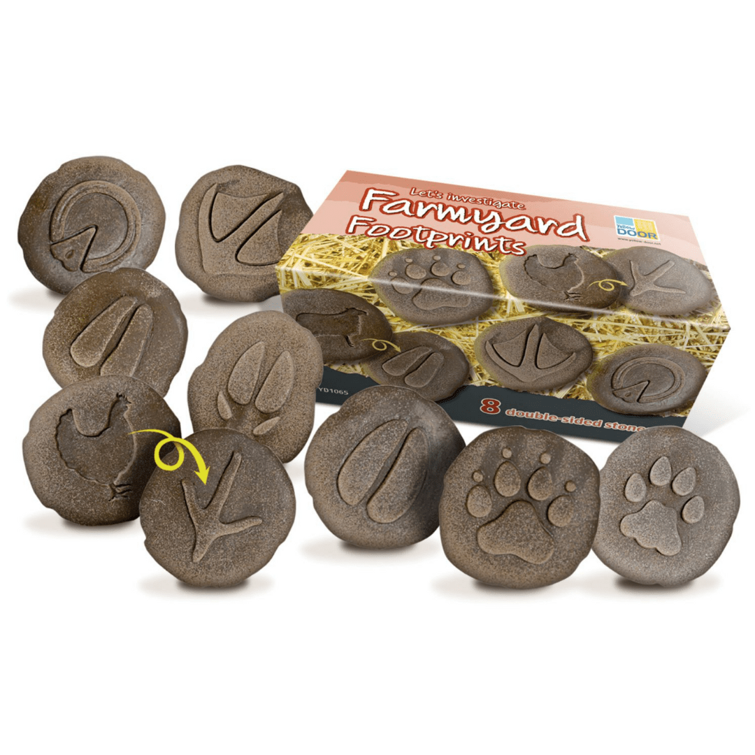 Yellow Door Sensory Play Lets Investigate - Farmyard Footprints Sensory Stones (Double Sided)