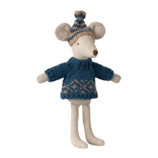 Maileg Knitted Sweater and Hat  - Blue (Dad Mouse)