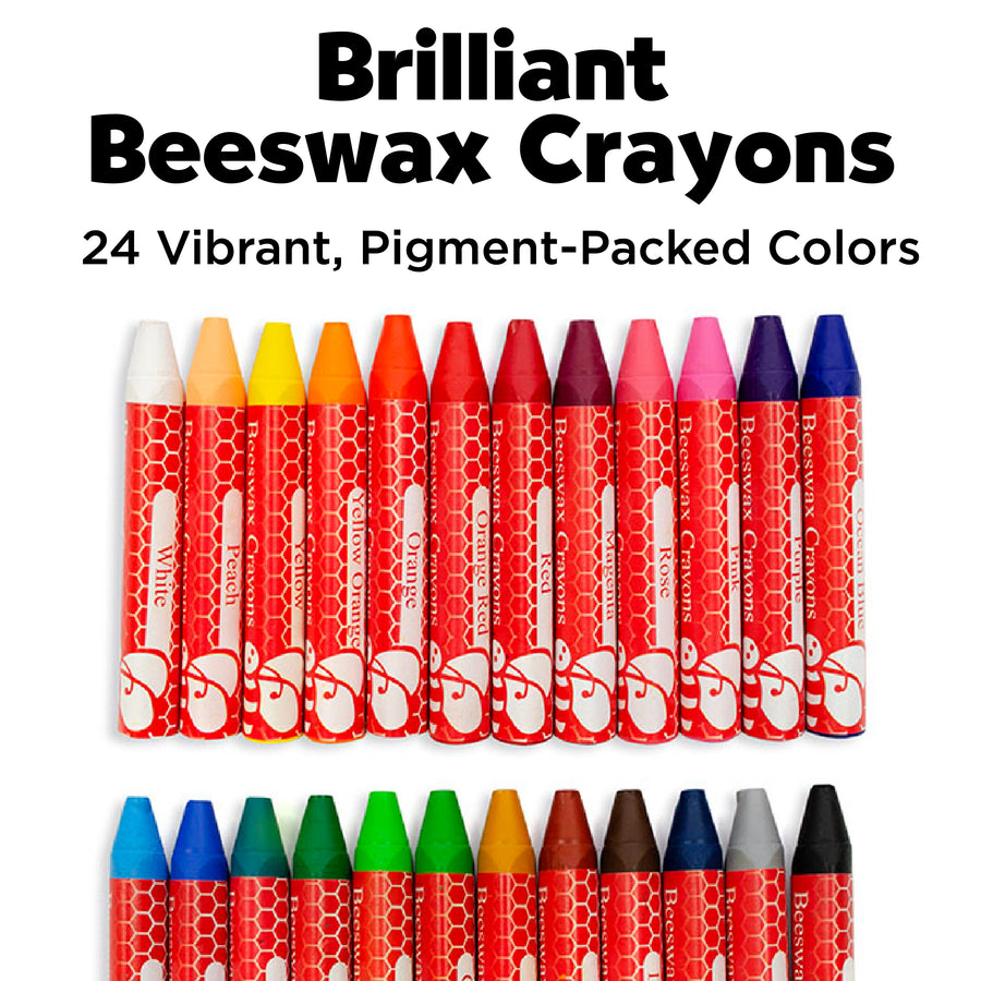 Beeswax Crayons in Storage Case For Kids (Set of 24)