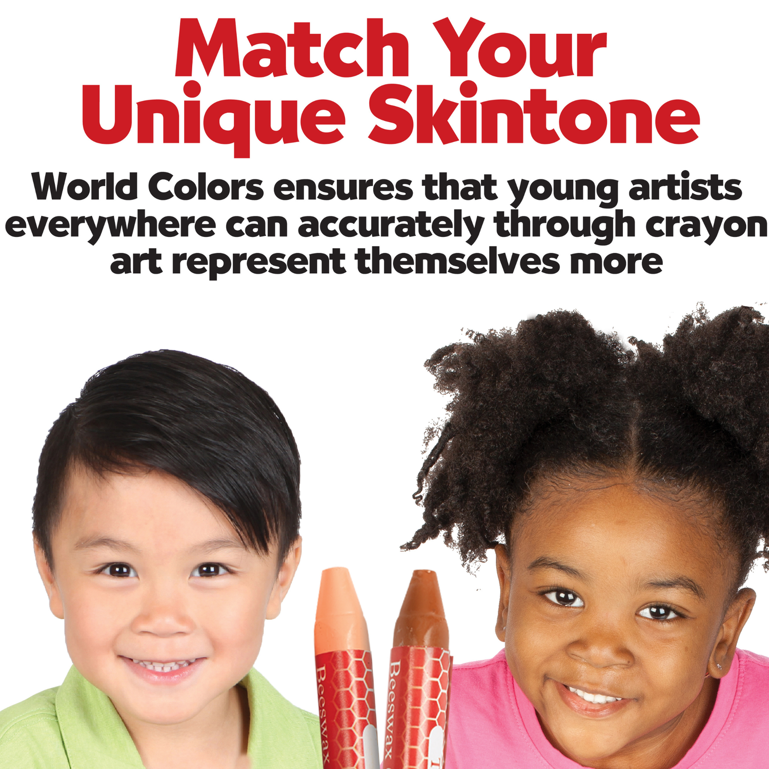 World Colours - 15 Beeswax Crayons with Skin Tones