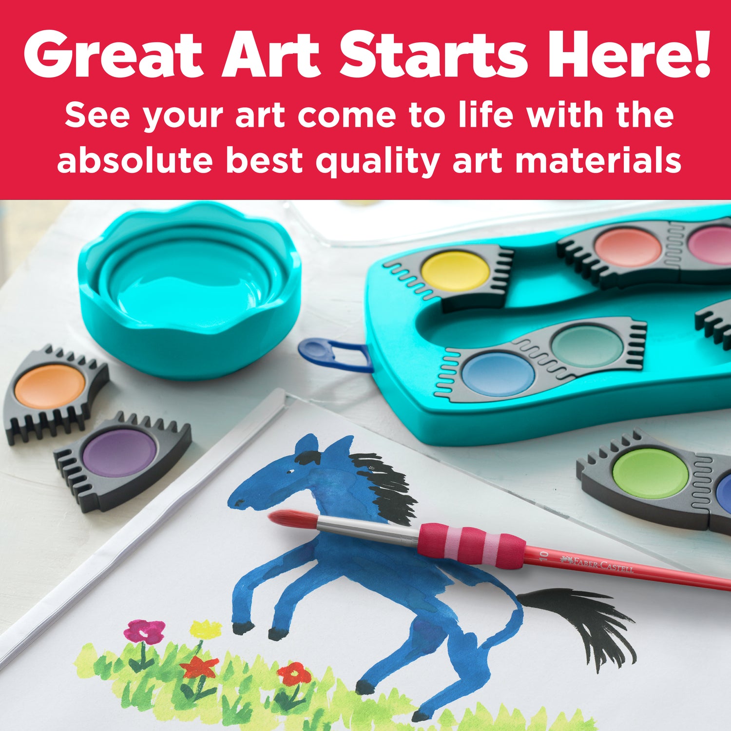 Clic & Go Collapsable Water Cup For Painting (Turquoise)