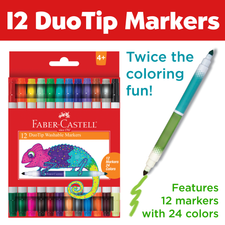 12 Duotip Washable Markers For Kids (24 Colours)