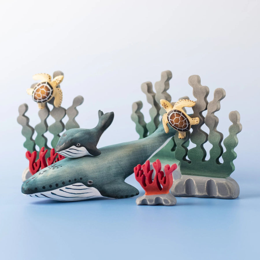 Bumbu Wooden Toy Blue Whale Family Set