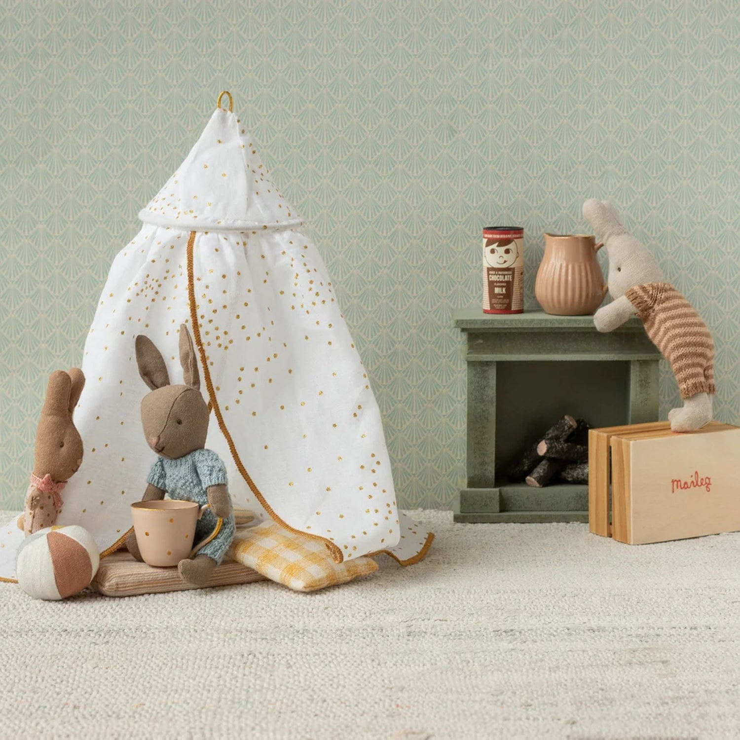 Maileg Fireplace - Dusty Green (Miniature)