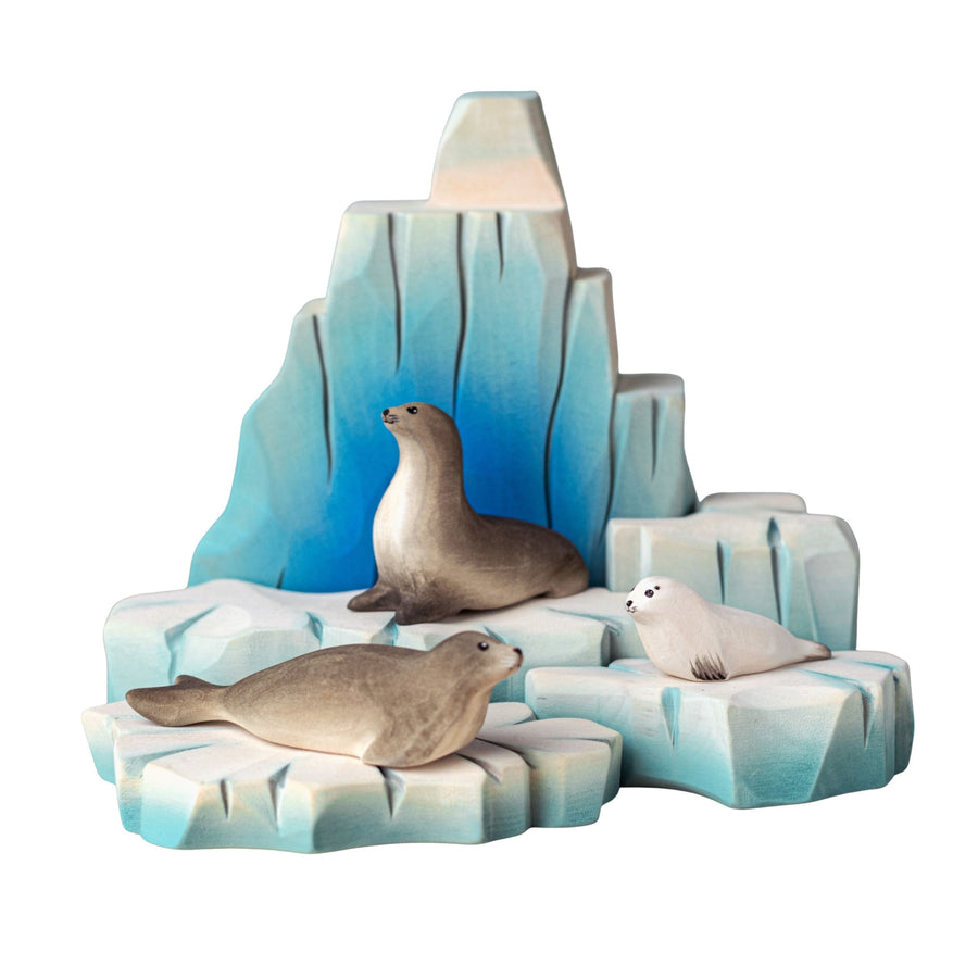 Bumbu Wooden Toy Harp Seal Family and Iceberg Set