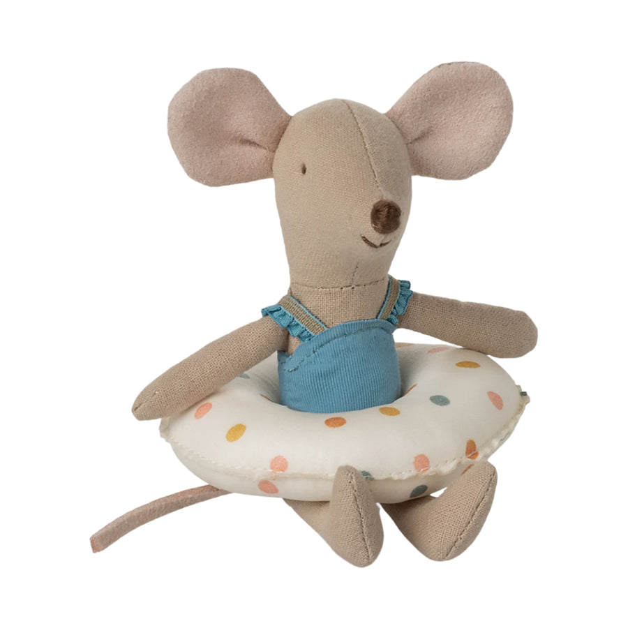 Maileg Beach Mouse with Float  - Multi Dot (Little Sister)
