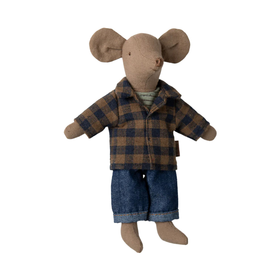 Maileg Brown Checkered Shirt and Pants (Dad Mouse)
