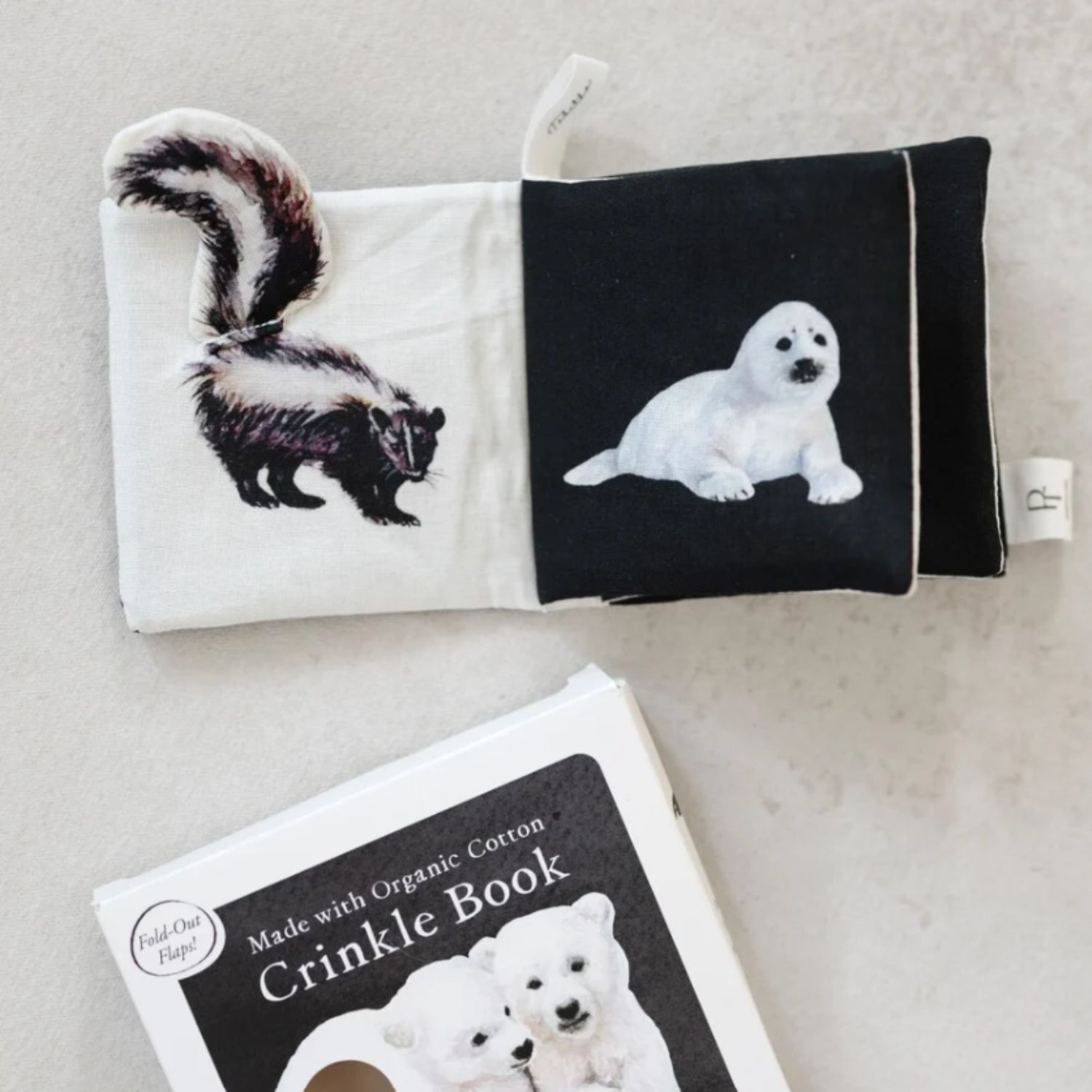 Crinkle Book Made with ORGANIC Cotton: High-Contrast Art for Sensory Play and On-the-Go Fun