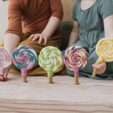Felt Pink and Green Swirls Lollipop | Play Food