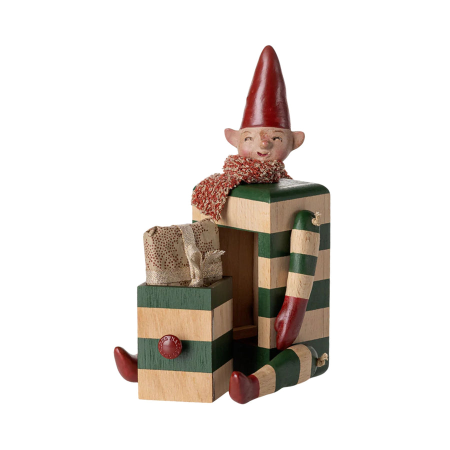 PRE-ORDER Maileg Wooden Elf with Drawer (Green)