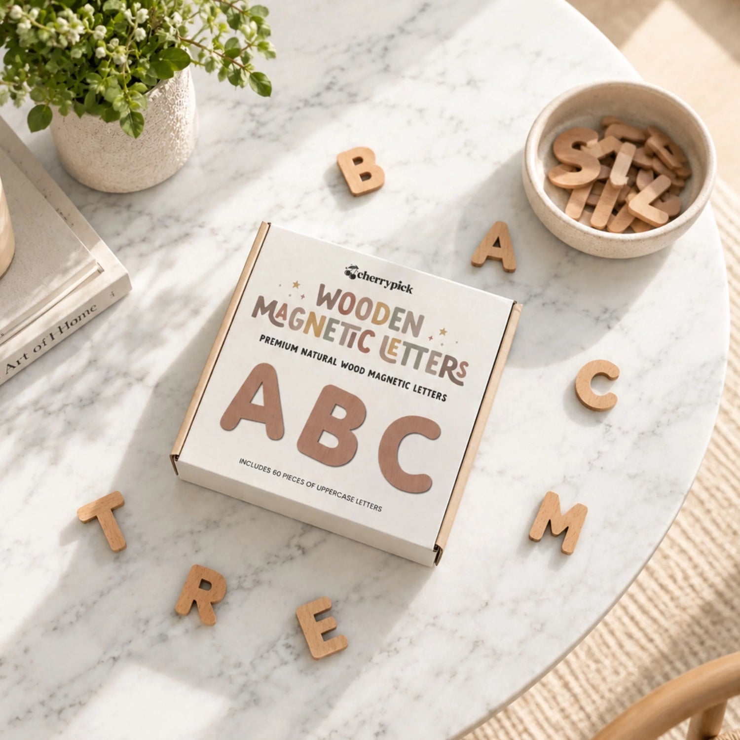 Wooden Magnetic Letters Set (60pc Set)