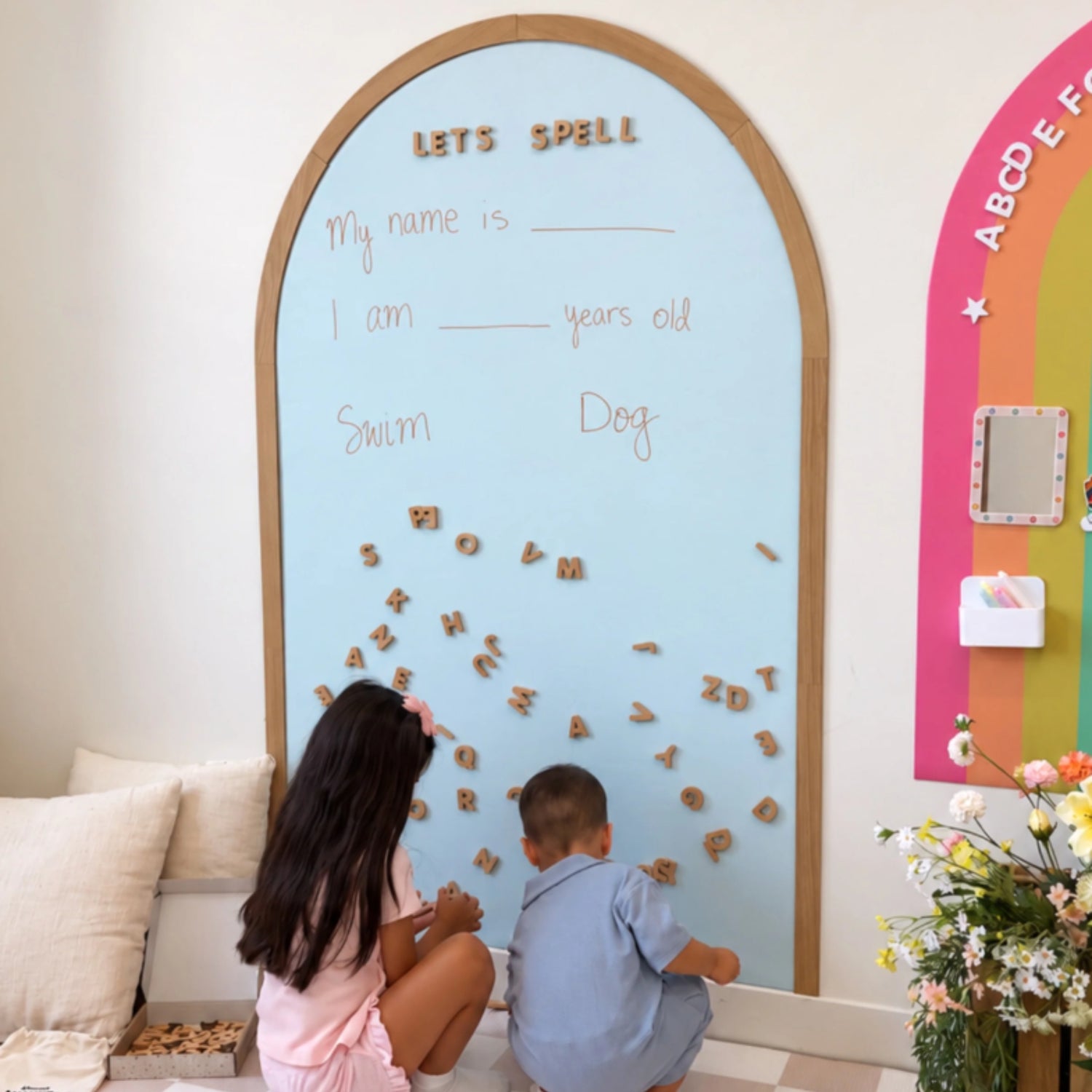 Wooden Magnetic Letters Set (60pc Set)