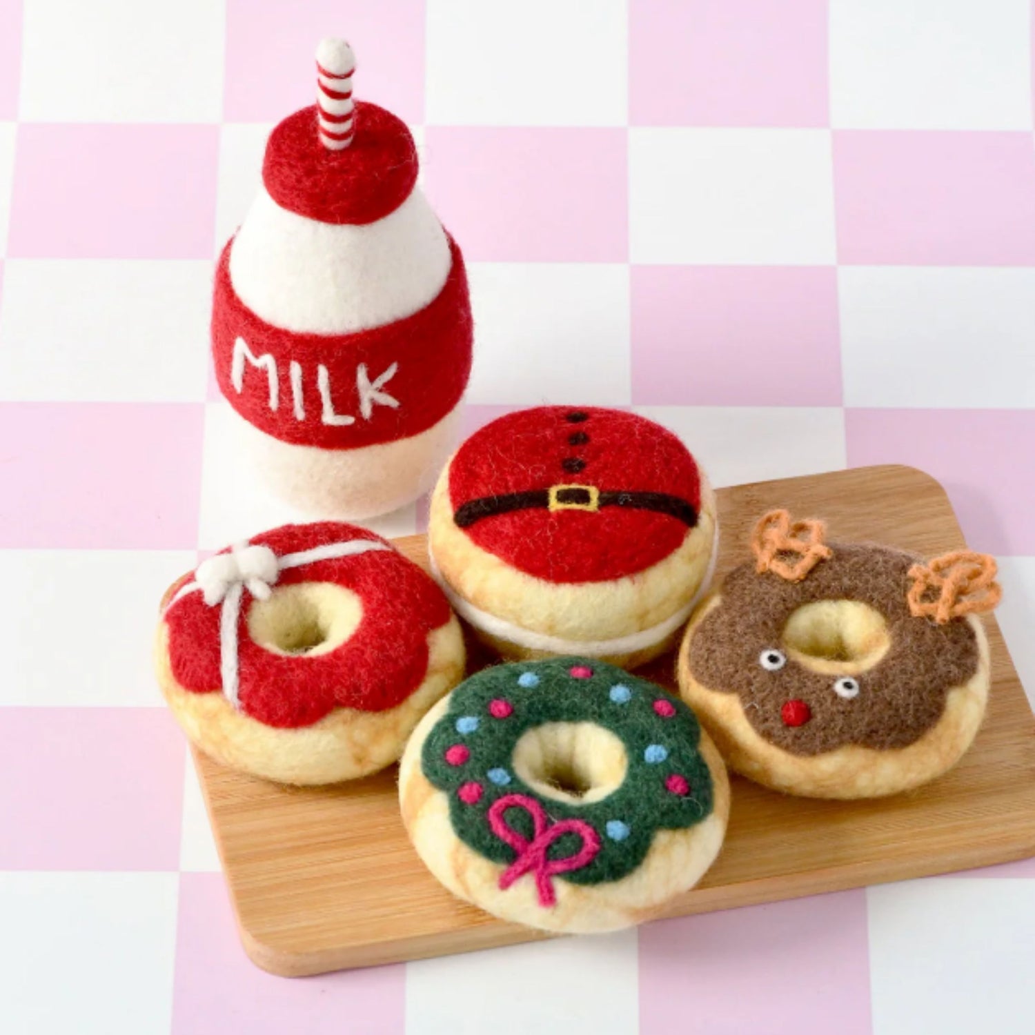 Felt Donuts and Milk Christmas Play Food Set