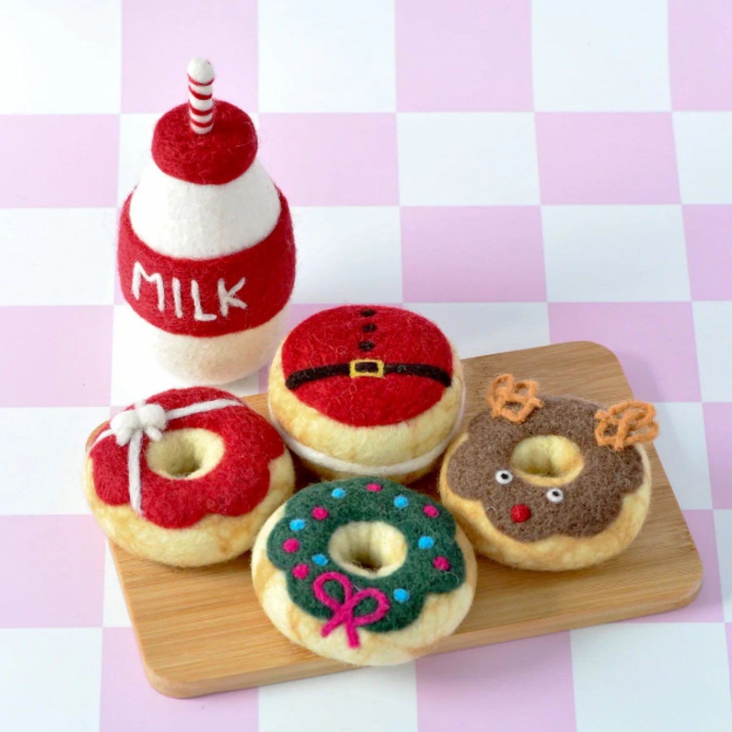 Felt Donuts and Milk Christmas Play Food Set