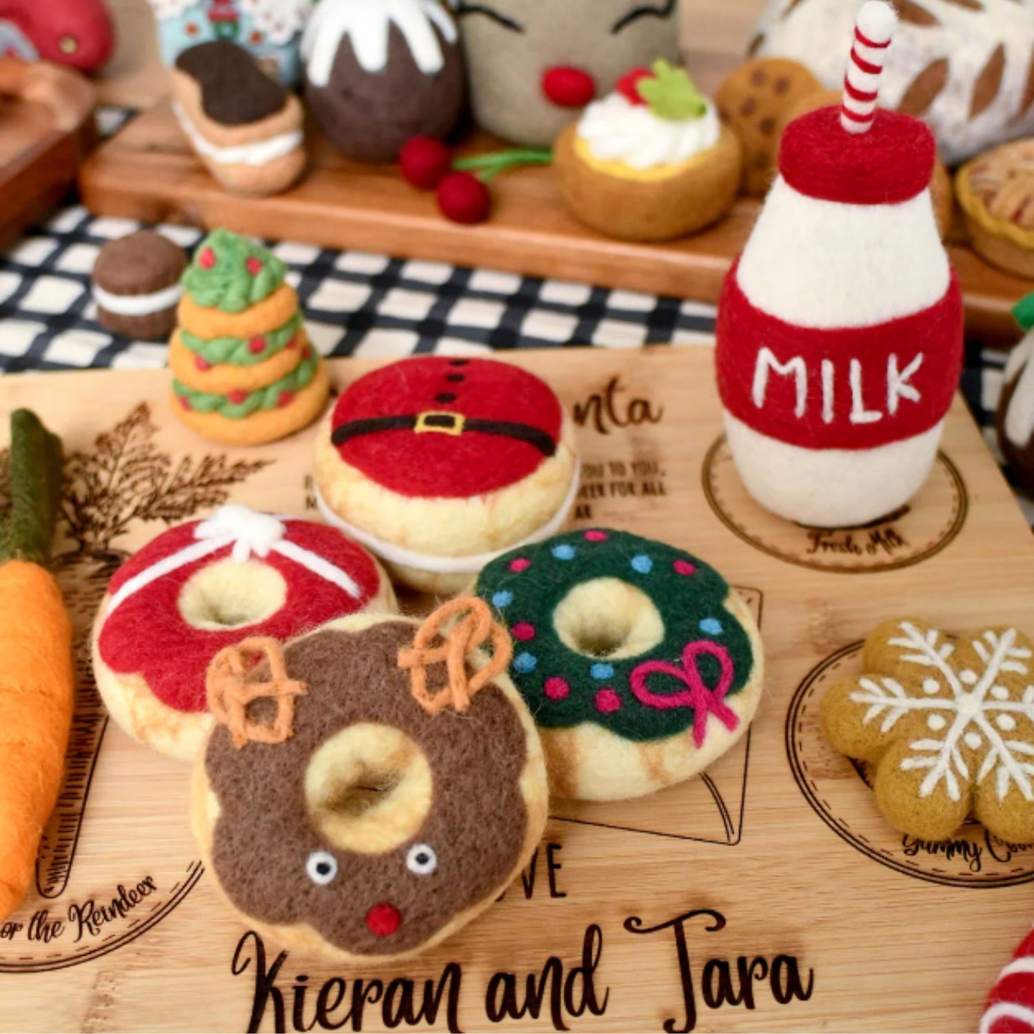 Felt Donuts and Milk Christmas Play Food Set
