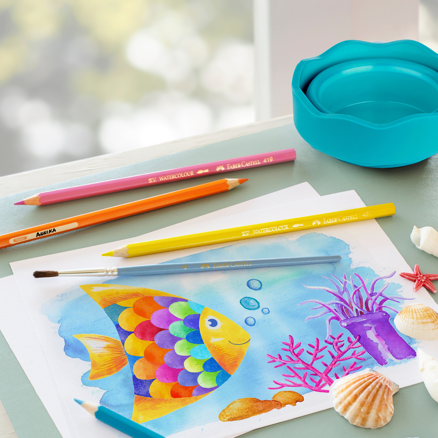 Clic & Go Collapsable Water Cup For Painting (Turquoise)