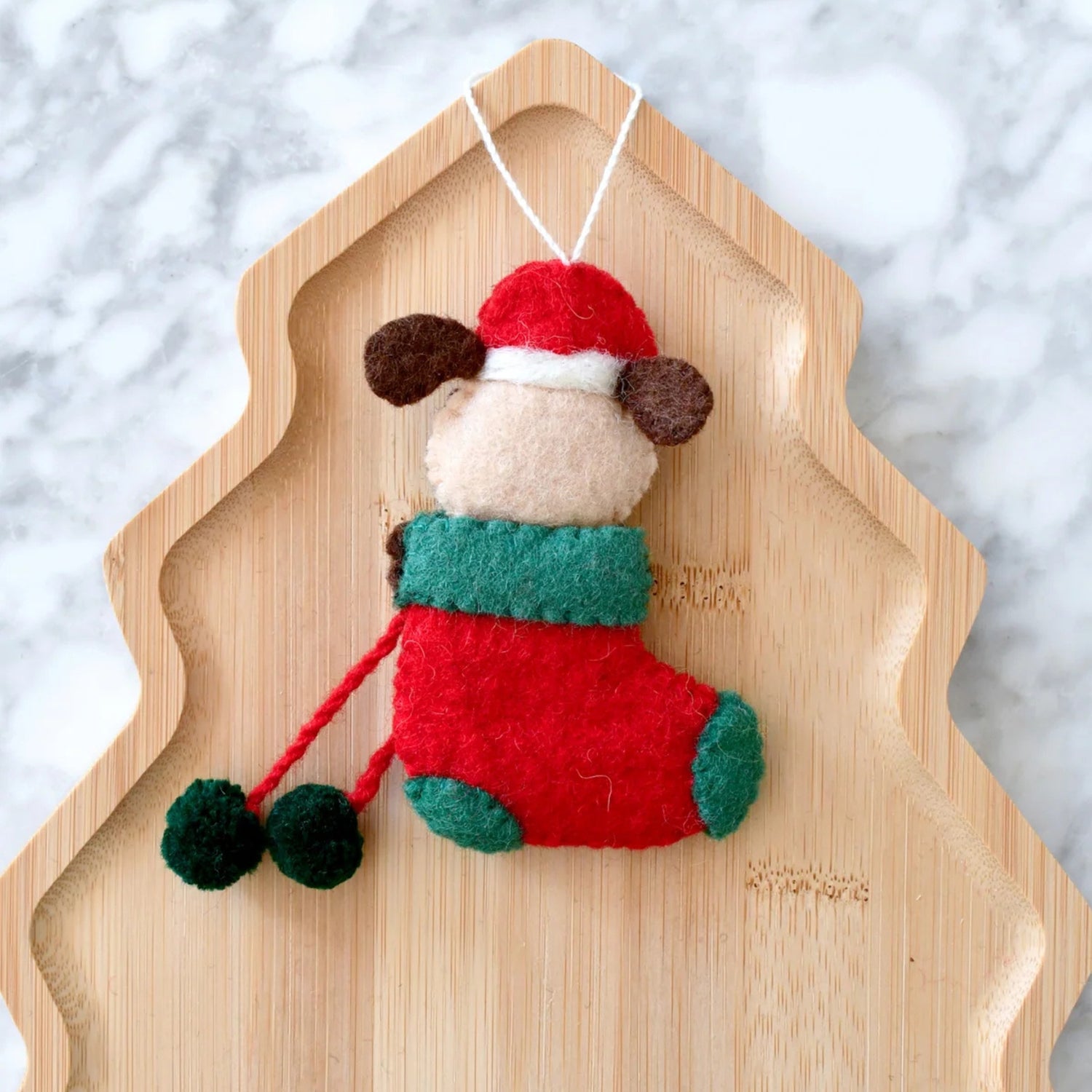 Felt Christmas Dog in Stocking Ornament