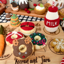 Felt Green Holly Wreath Donut | Christmas Play Food