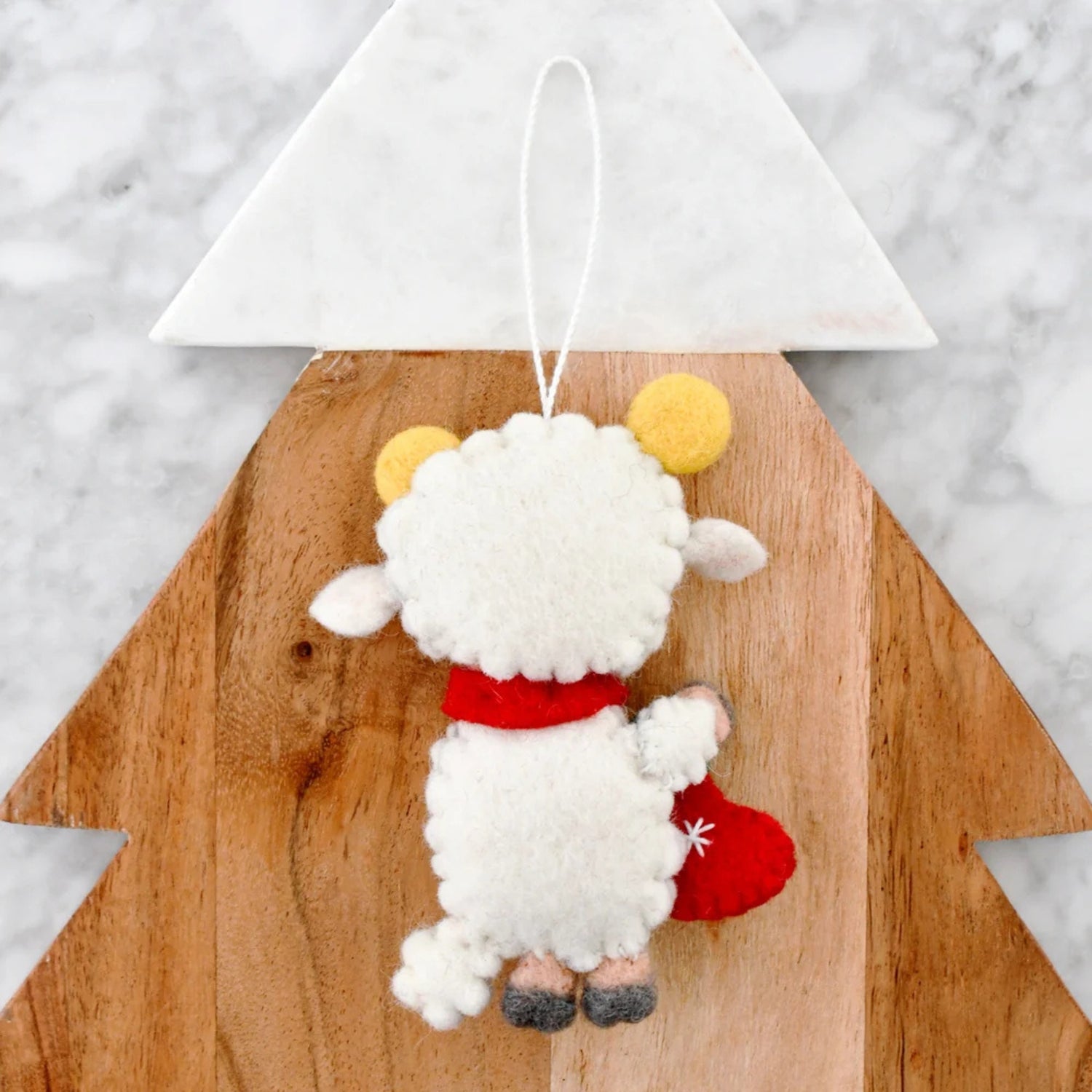 Felt Christmas Lamb With Stocking Ornament