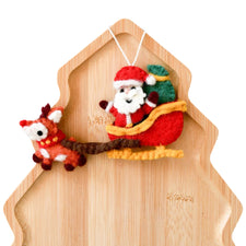 Felt Christmas Santa Sleigh and Reindeer Ornament
