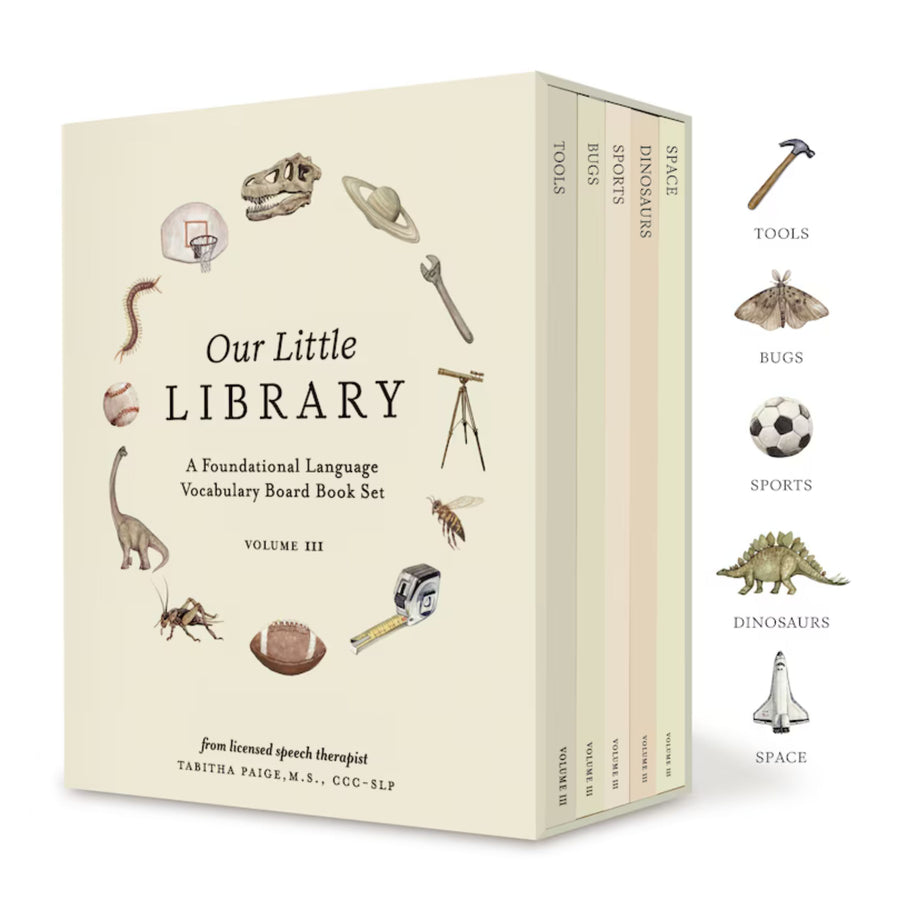 Our Little Library Vol. 3: Dinosaurs, Space, Tools, Bugs, and Sports Board Book Set for Boys & Girls