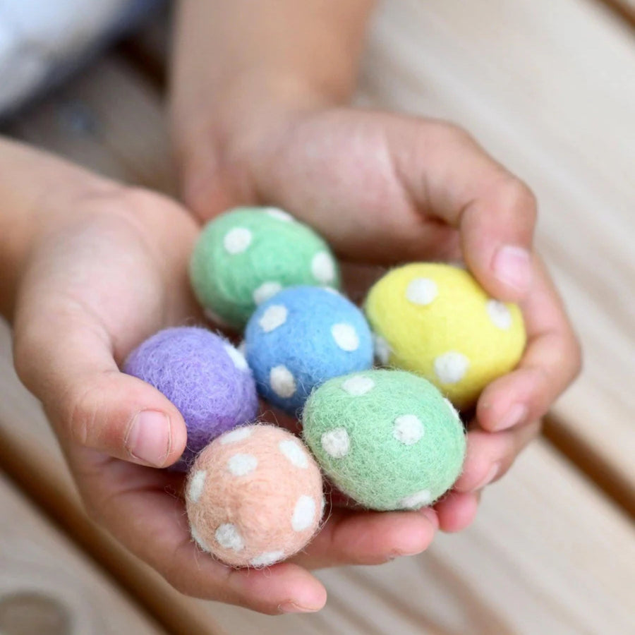 Felt Toy Polka Dots Eggs (Set of 6)