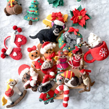 Felt Christmas Cat with Ball Ornament