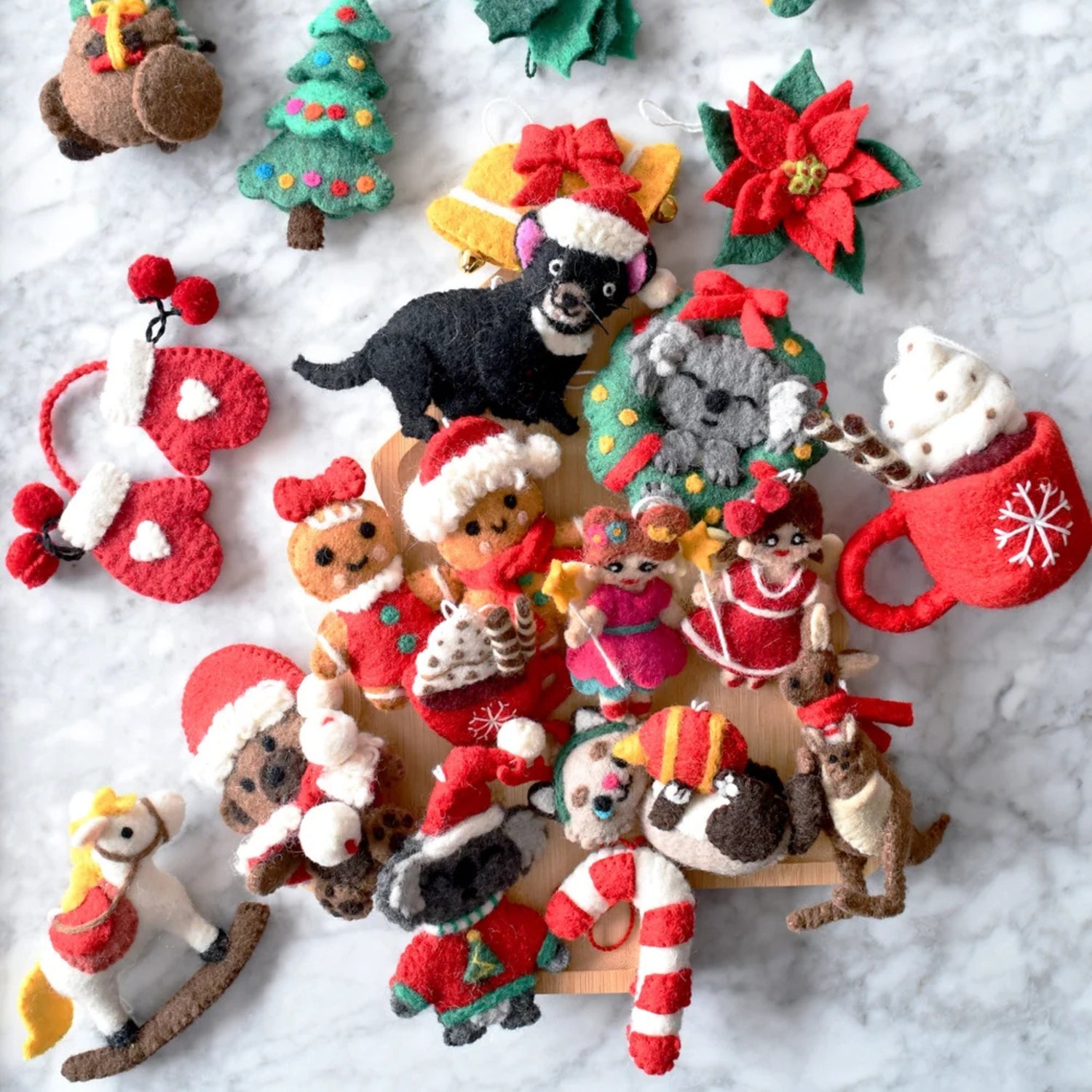 Felt Christmas Cat with Ball Ornament