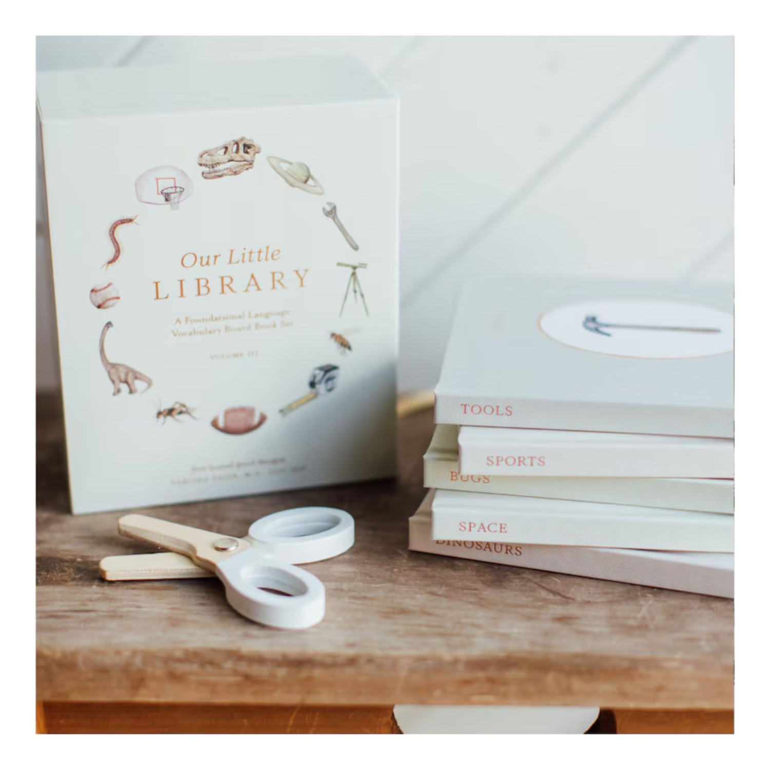 Our Little Library Vol. 3: Dinosaurs, Space, Tools, Bugs, and Sports Board Book Set for Boys & Girls