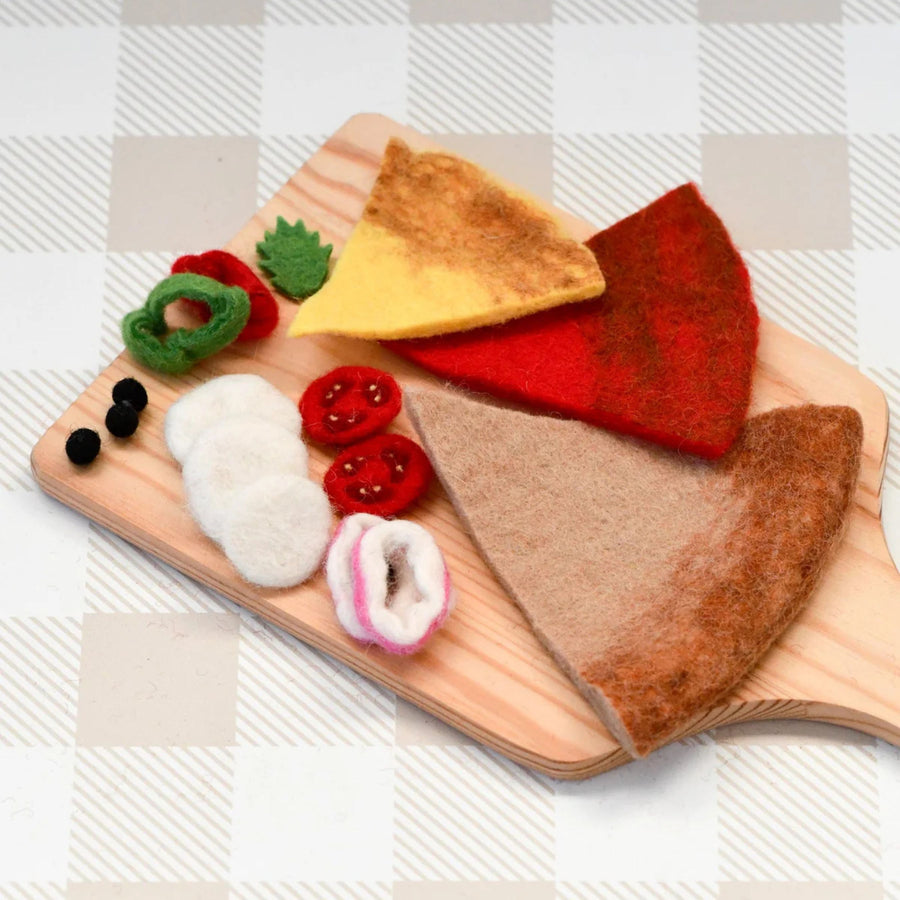 Felt Mediterranean Pizza Slice | Play Food