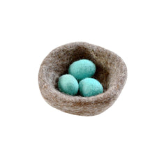Felt Toy Nest With 3 Blue Robin Eggs