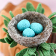 Felt Toy Nest With 3 Blue Robin Eggs