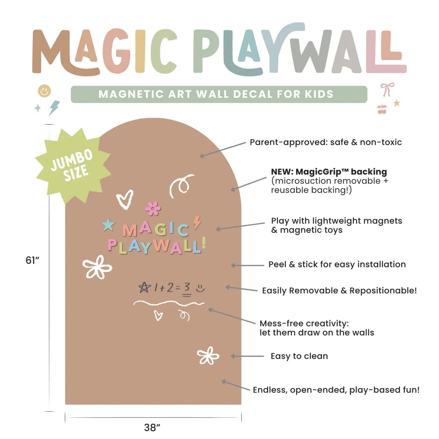 JUMBO Magic Playwall - Arch Magnetic Wall Decal (Blush)