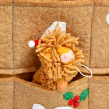 Felt Christmas Highland Cow With Bell Ornament