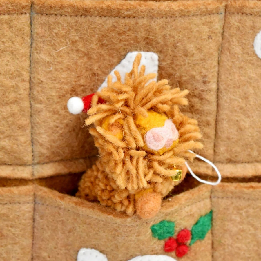 Felt Christmas Highland Cow With Bell Ornament