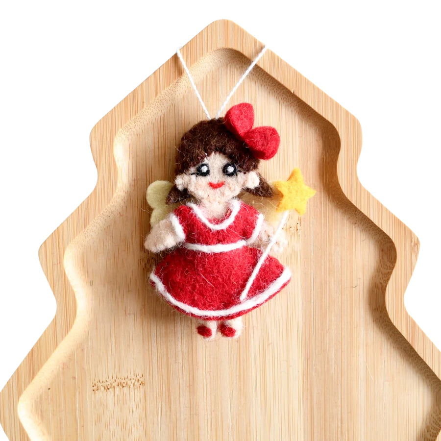 Felt Christmas Angel With Red Dress Ornament