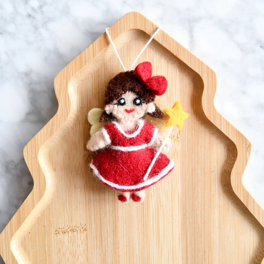 Felt Christmas Angel With Red Dress Ornament