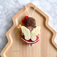 Felt Christmas Angel With Red Dress Ornament