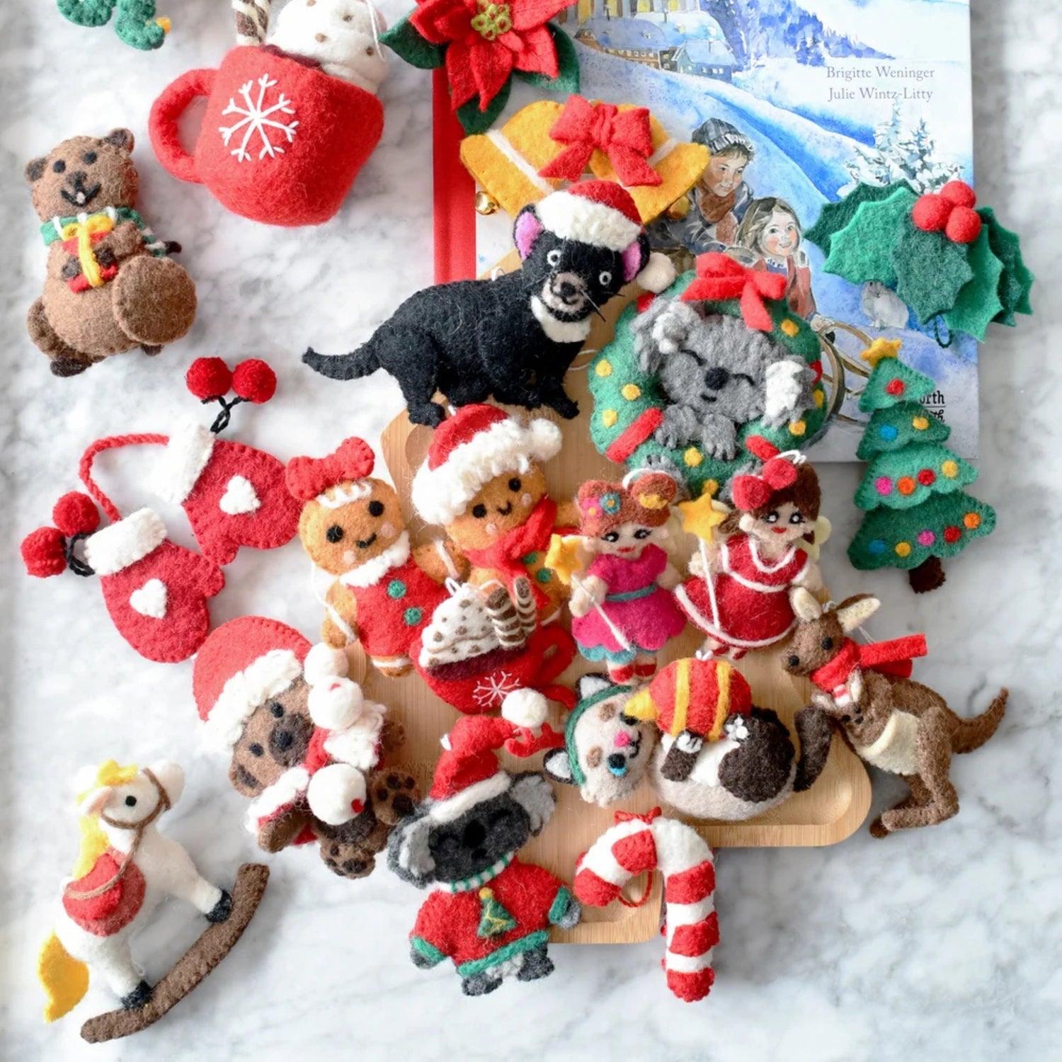 Felt Christmas Angel With Red Dress Ornament