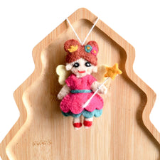 Felt Christmas Angel With Pink Dress Ornament