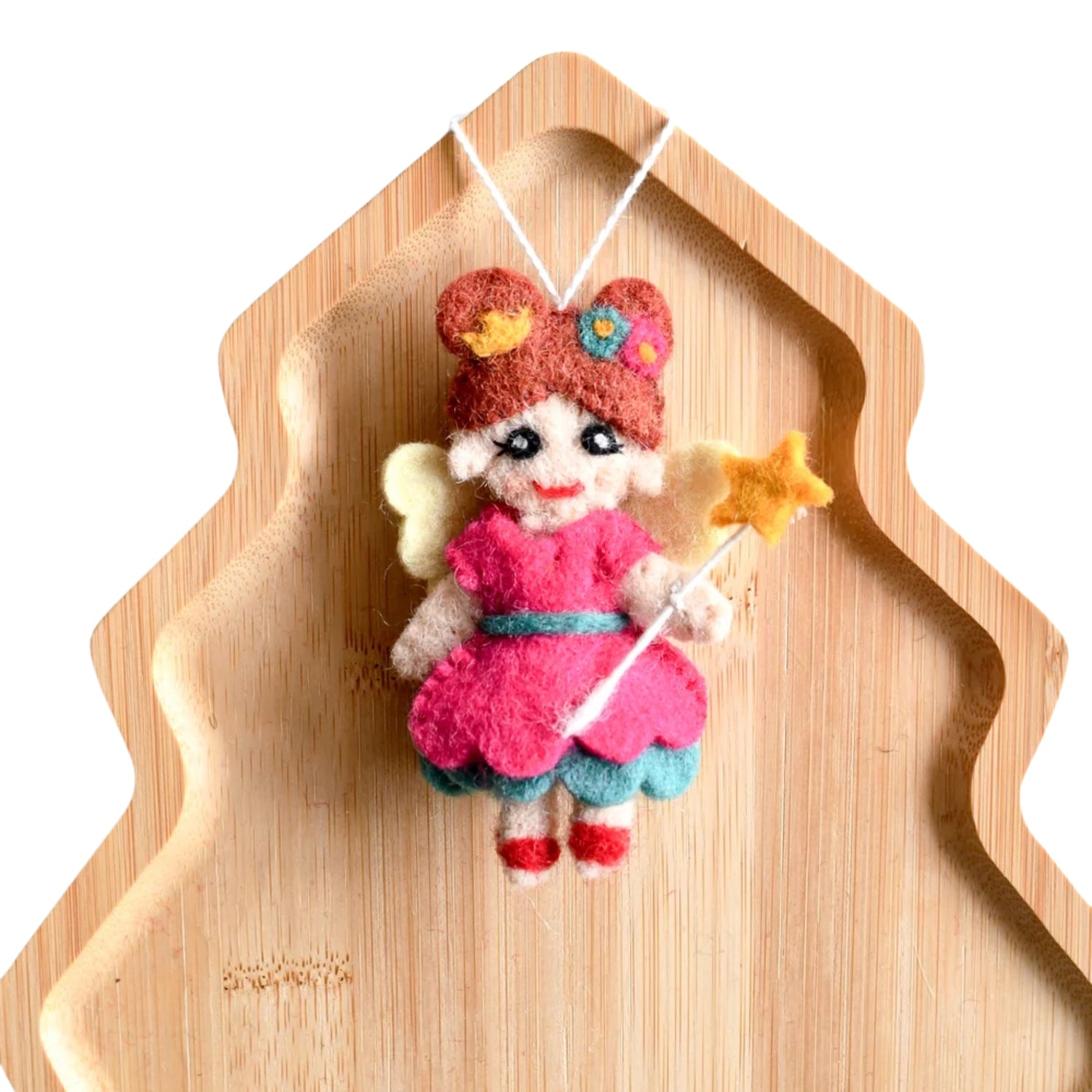 Felt Christmas Angel With Pink Dress Ornament