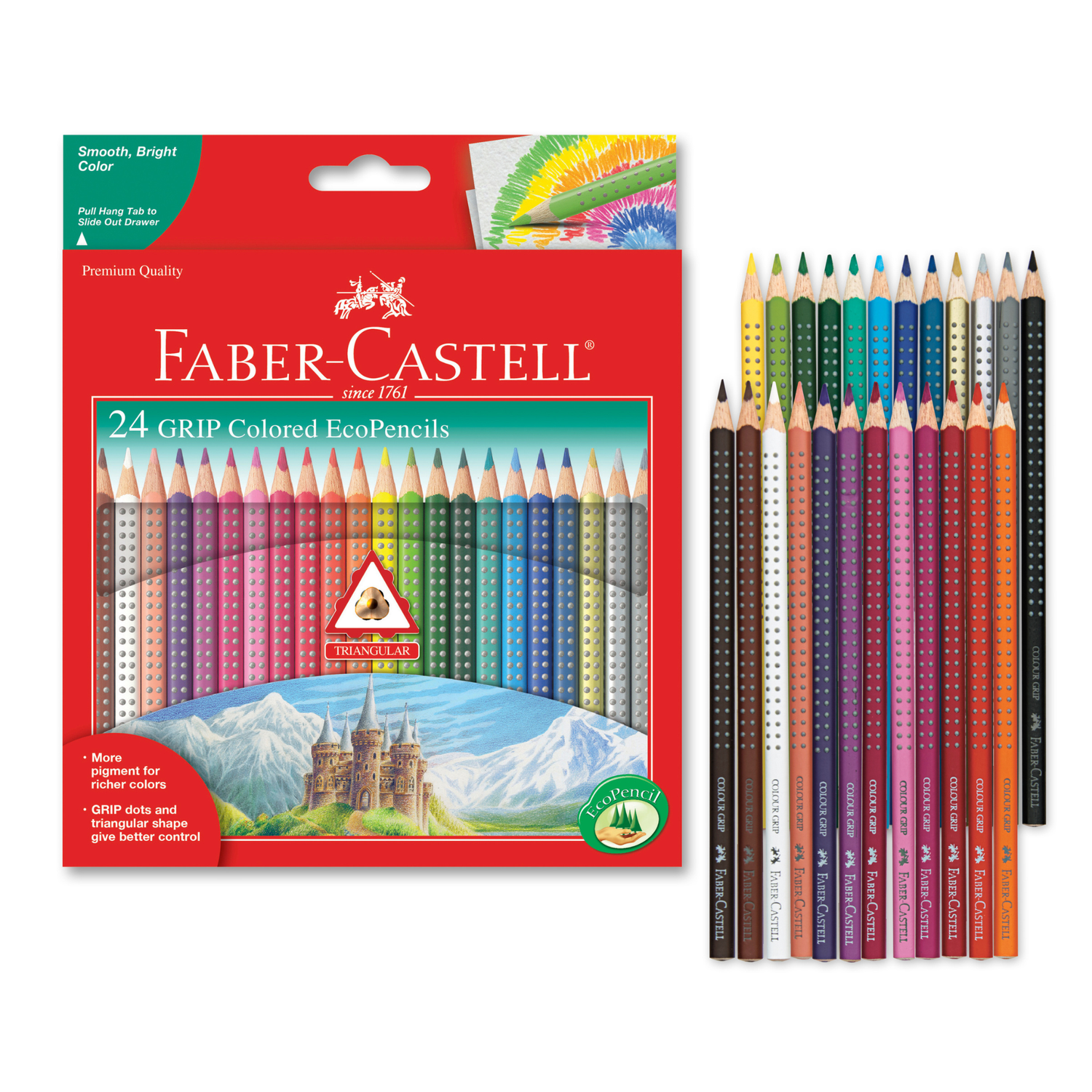 Grip Ecopencils - Colour Pencils with Raised Grip For Kids (Set of 24)