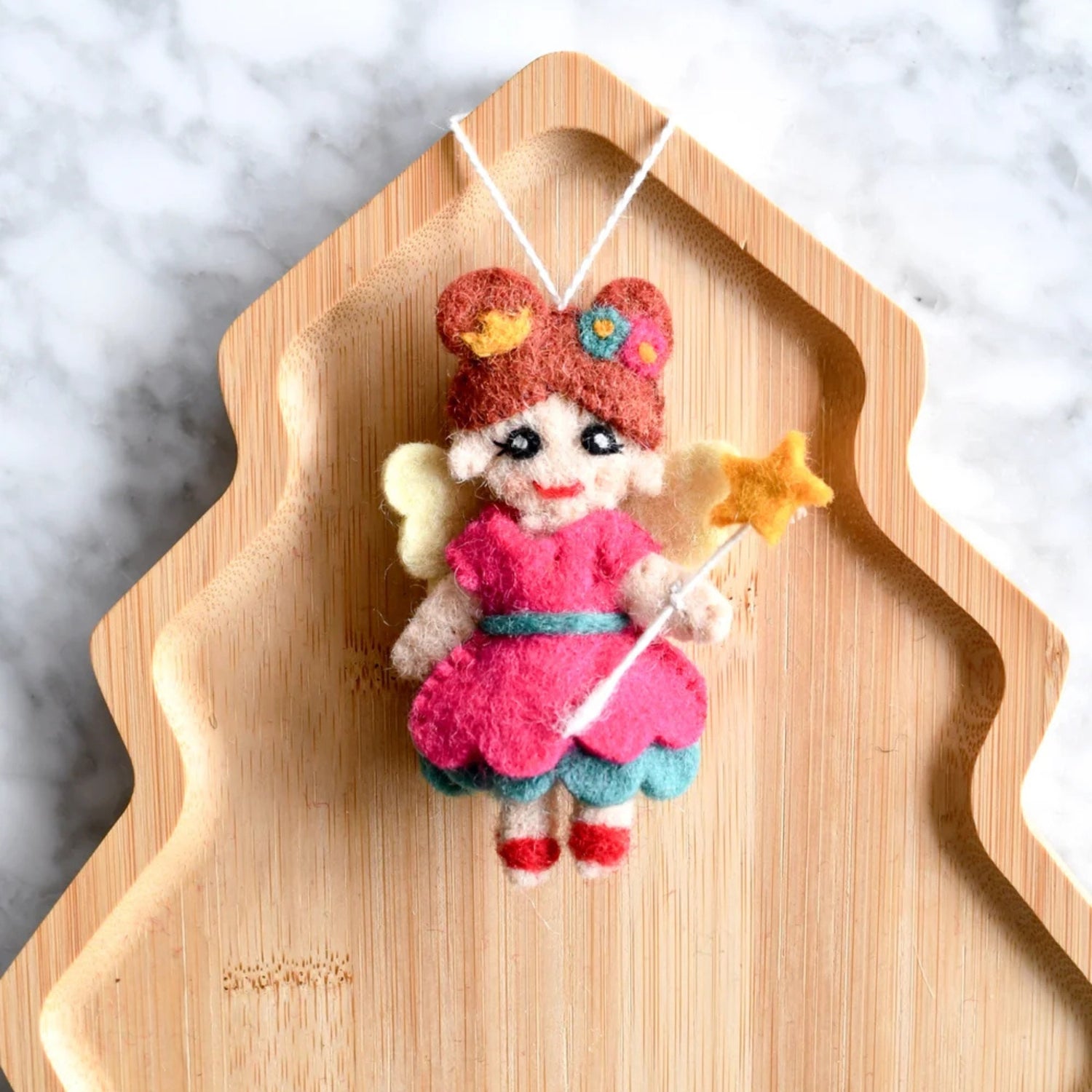 Felt Christmas Angel With Pink Dress Ornament