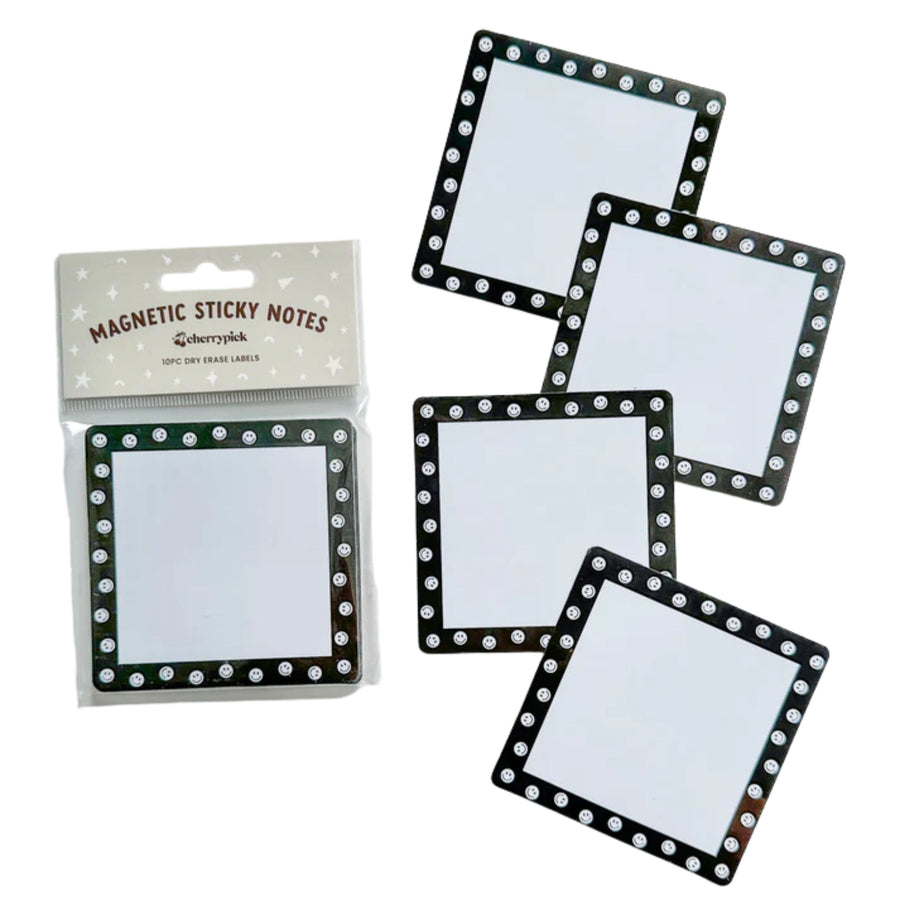 Magnetic Sticky Notes (Monochrome Smileys)