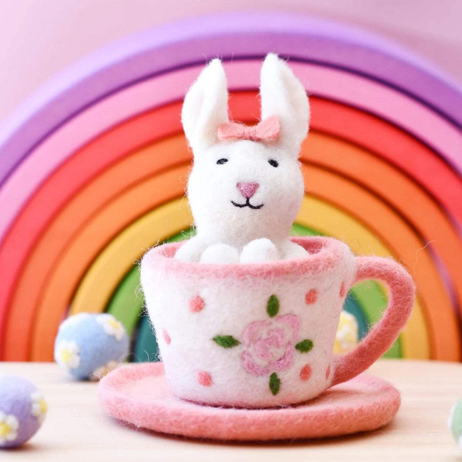 Felt Rabbit in Tea Cup