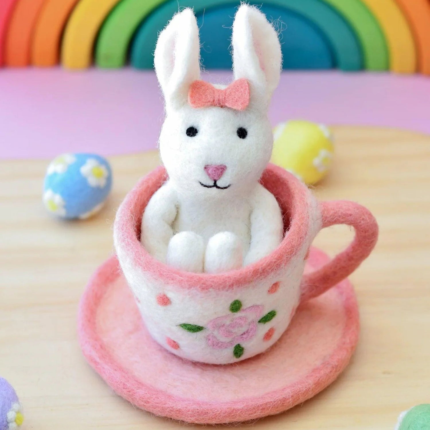 Felt Rabbit in Tea Cup