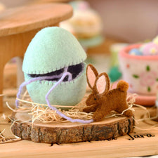 Felt Green Surprise Egg with Bunny