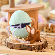 Felt Green Surprise Egg with Bunny