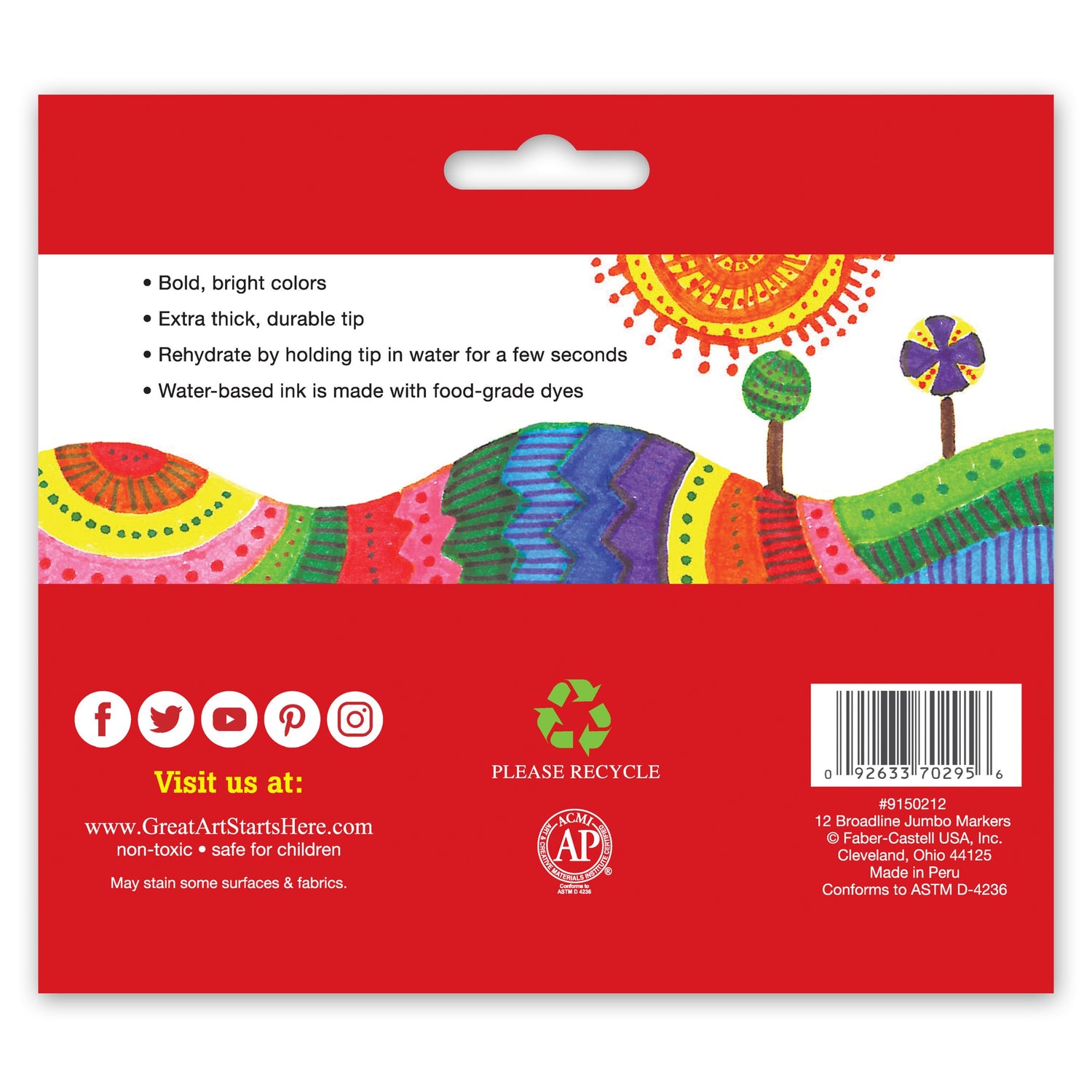Jumbo Broadline Markers in Vibrant Colours (Set of 12)