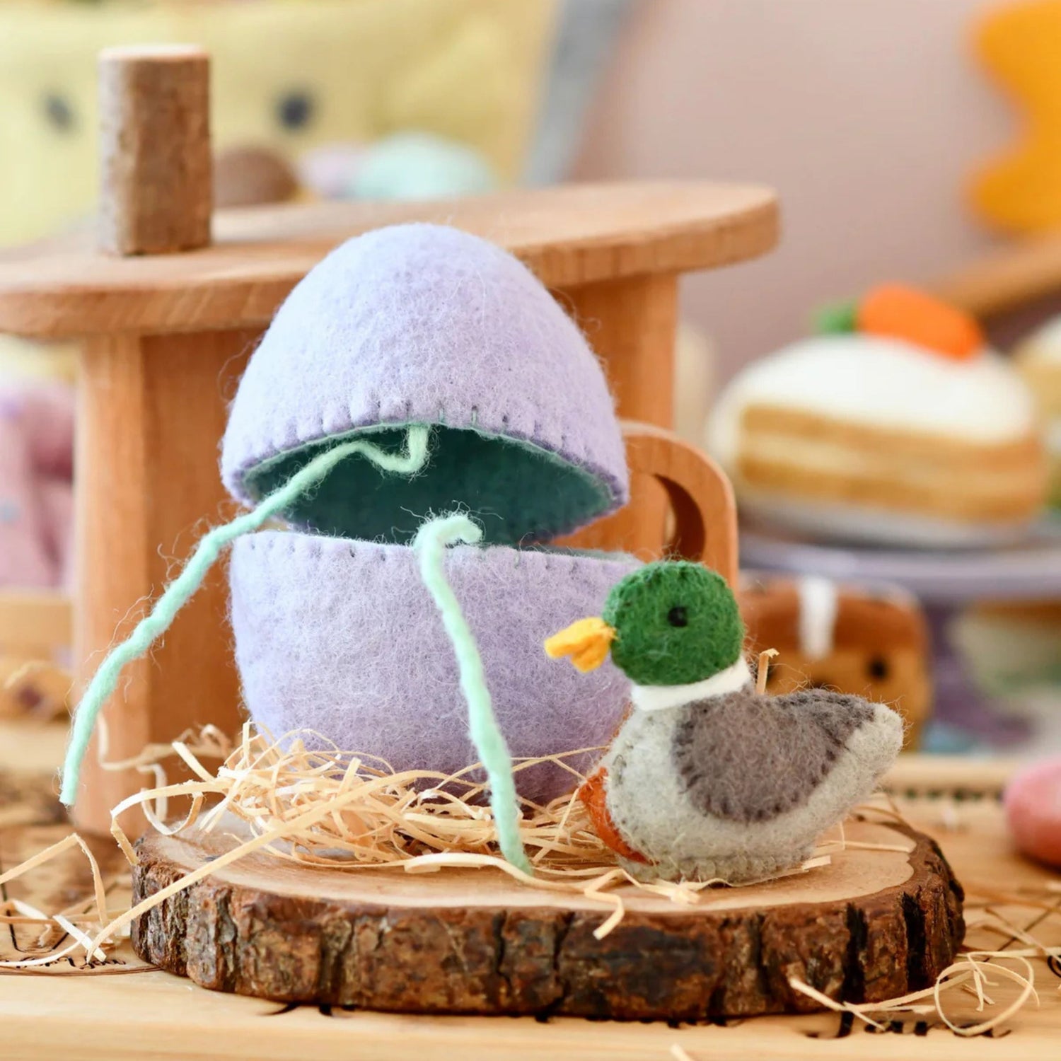 Felt Purple Surprise Egg with Duck